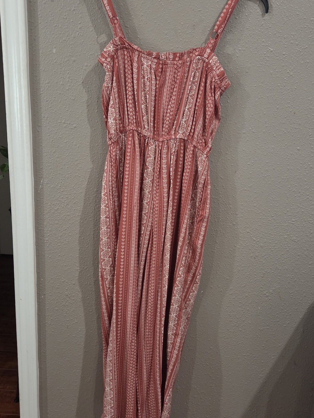 Boho Striped Spaghetti Strap Maxi D Jumpsuit - Dusty Rose